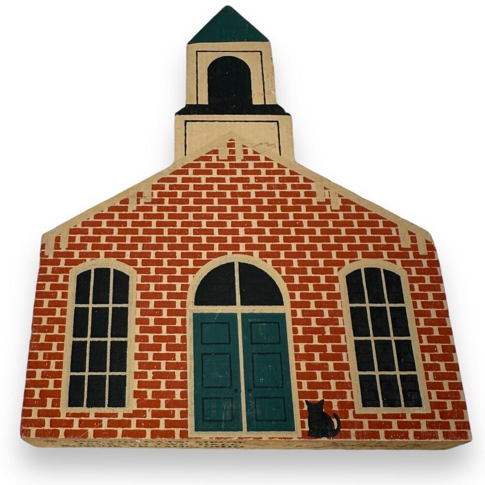 Vintage The Cat’s Meow Village Jackson Twp Hall Roscoe Ohio‎ Wooden Figurine